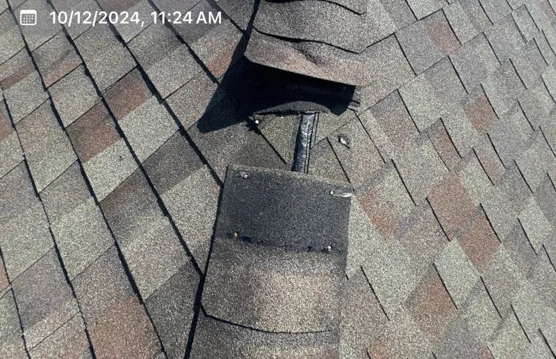 Roof repair in progress (before/during photo) by Epoch Roofing in Bradenton, FL